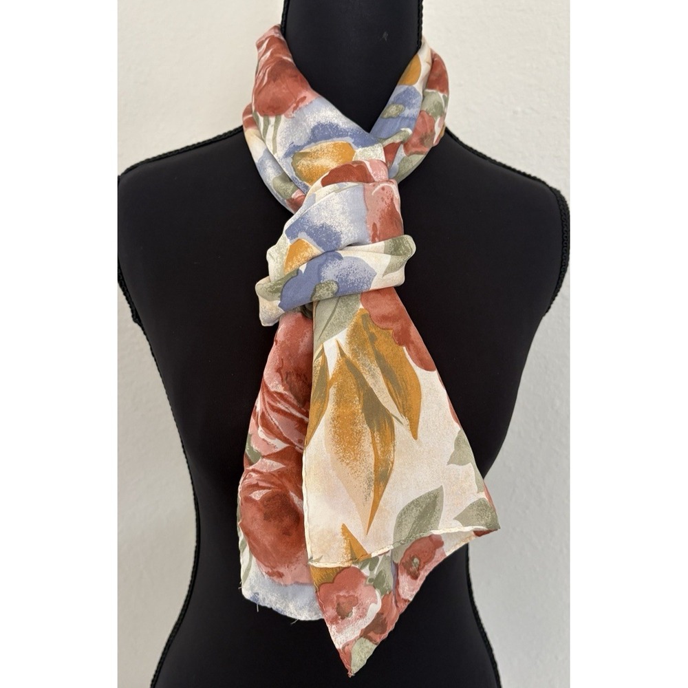 New York Studio Vintage SILK Scarf Floral Watercolor Multi Cottagecore‎ Romantic